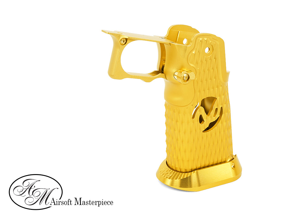 Airsoft Masterpiece Aluminum Grip for Hi-CAPA Type 8 (INFINITY HOLLOW) Gold