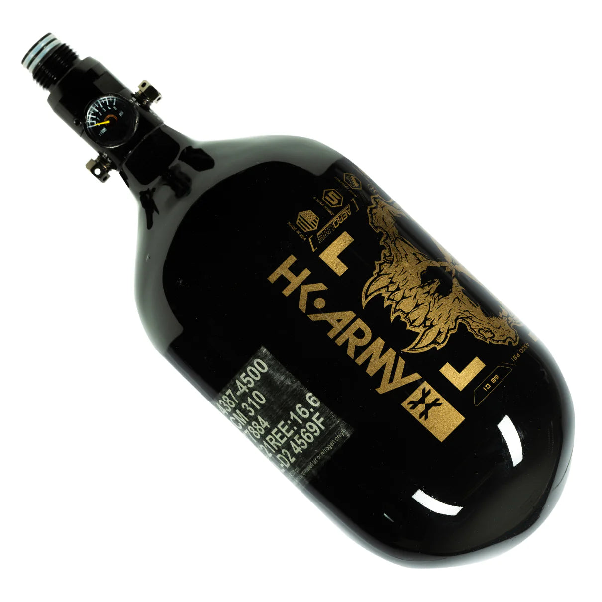 DOOM - EXTRA LITE CARBON FIBER TANK - STANDARD REG - 68CI / 4500PSI - BLACK/GOLD