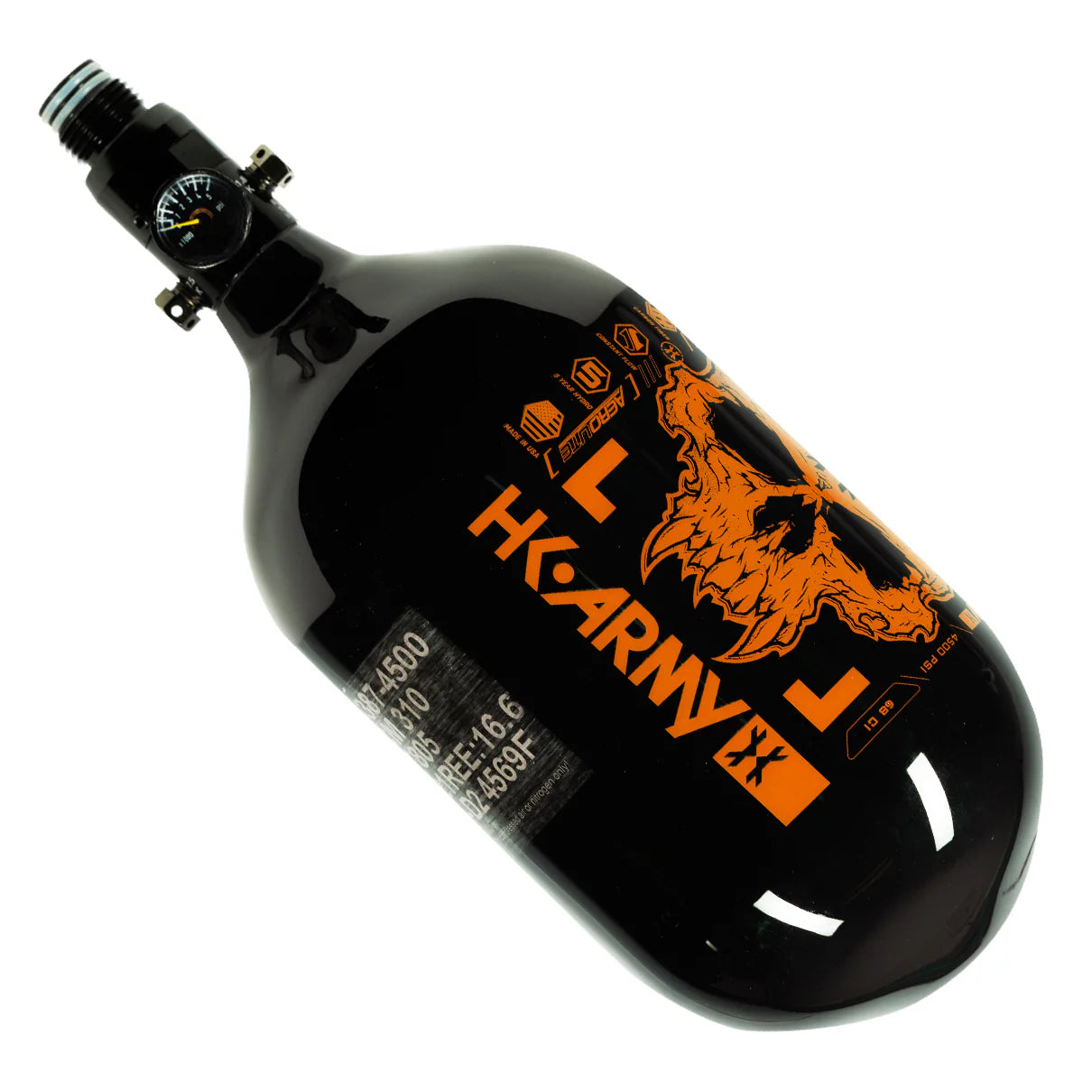 DOOM - EXTRA LITE CARBON FIBER TANK - STANDARD REG - 68CI / 4500PSI - BLACK/NEON ORANGE