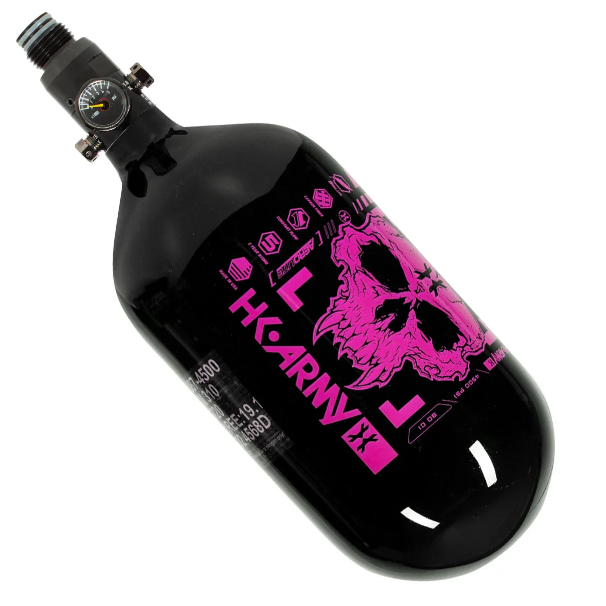 DOOM - EXTRA LITE CARBON FIBER TANK - STANDARD REG - 68CI / 4500PSI - BLACK/ NEON PINK