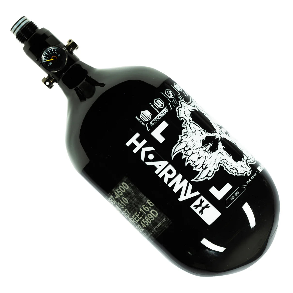 DOOM - EXTRA LITE CARBON FIBER TANK - STANDARD REG - 68CI / 4500PSI -BLACK/WHITE