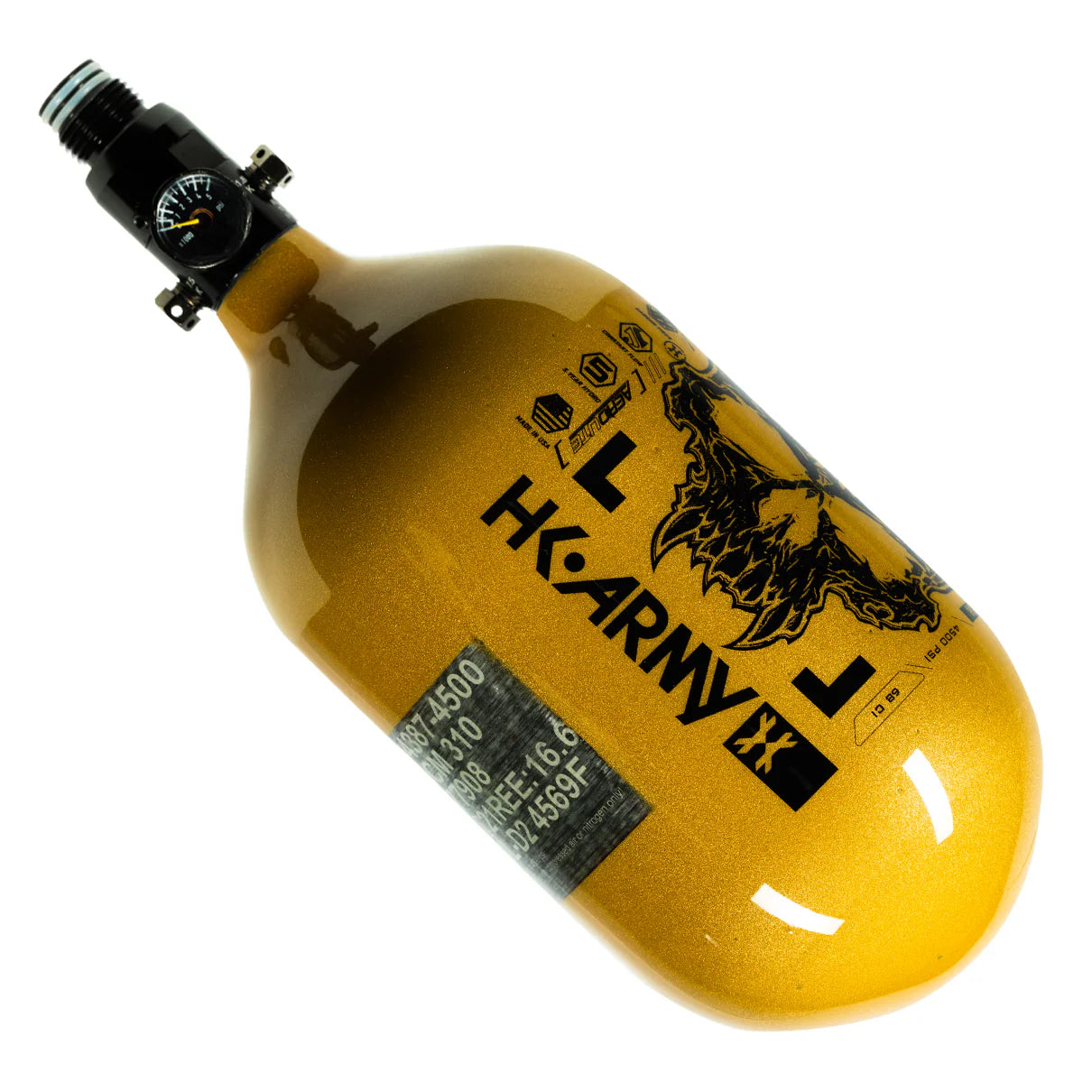 DOOM - EXTRA LITE CARBON FIBER TANK - STANDARD REG - 68CI / 4500PSI - GOLD/BLACK