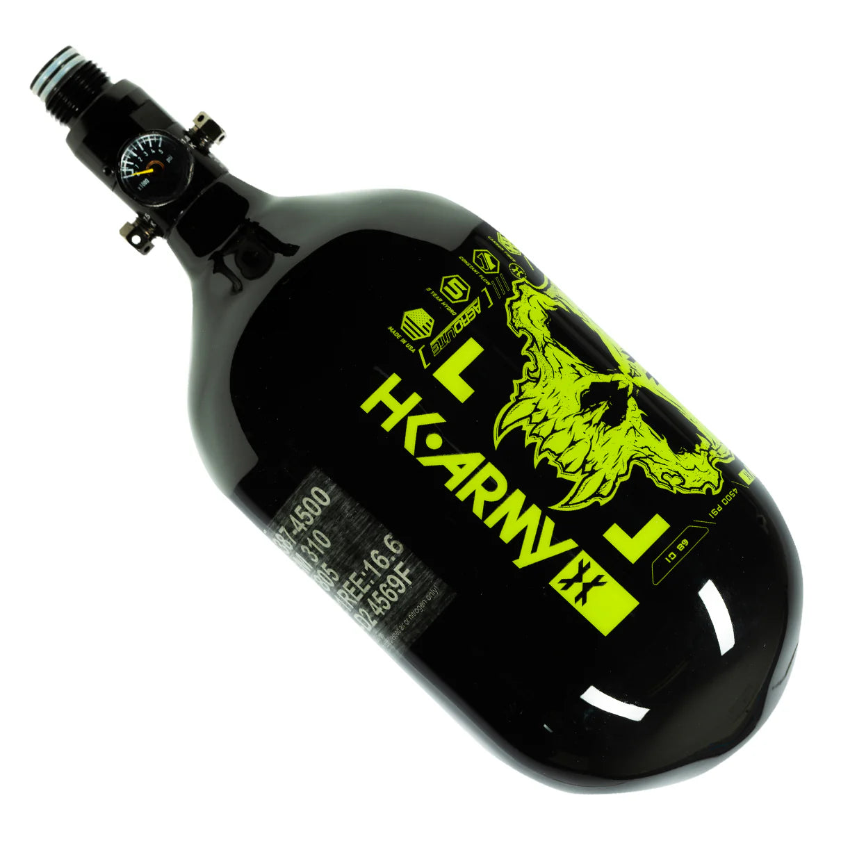 DOOM - EXTRA LITE CARBON FIBER TANK - STANDARD REG - 68CI / 4500PSI - BLACK/NEON GREEN
