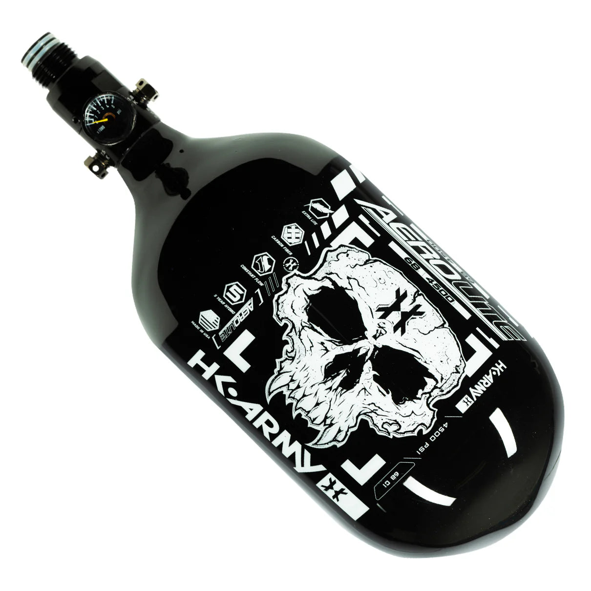 DOOM - EXTRA LITE CARBON FIBER TANK - STANDARD REG - 68CI / 4500PSI -BLACK/WHITE