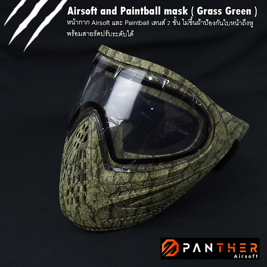 Airsoft and Paintball mask with dual thermal lens anti fog (Grass Green)